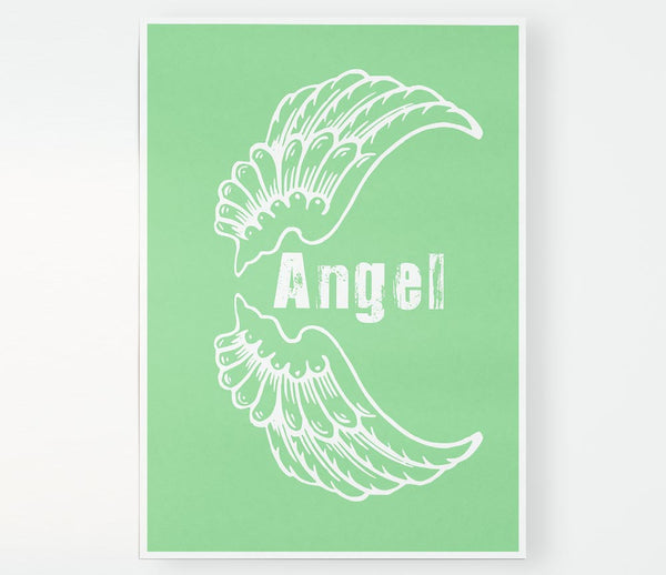 Angel Wings 3 Green Print Poster Wall Art