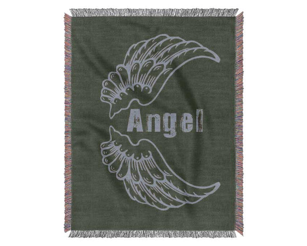 Girls Room Quote Angel Wings 3 Chocolate Woven Blanket