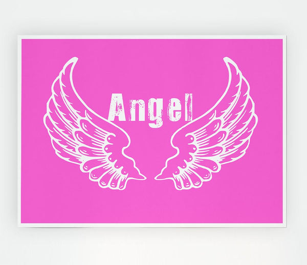 Angel Wings 2 Vivid Pink Print Poster Wall Art