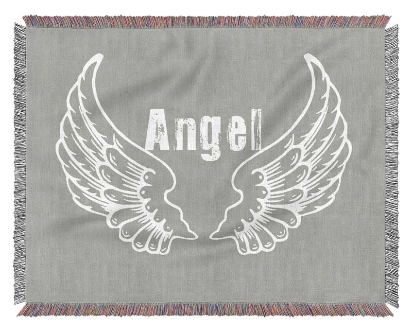 Angel Wings 2 Grey White Woven Blanket
