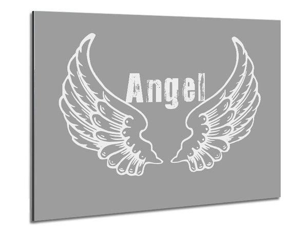 Angel Wings 2 Grey White Metal Print