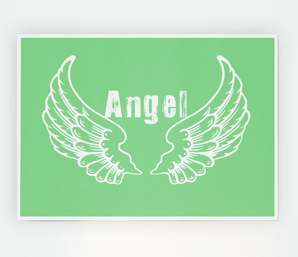 Angel Wings 2 Green Print Poster Wall Art