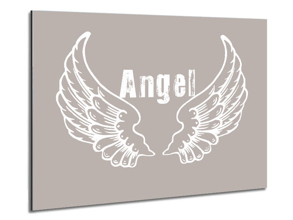Girls Room Quote Angel Wings 2 Beige Metal Print