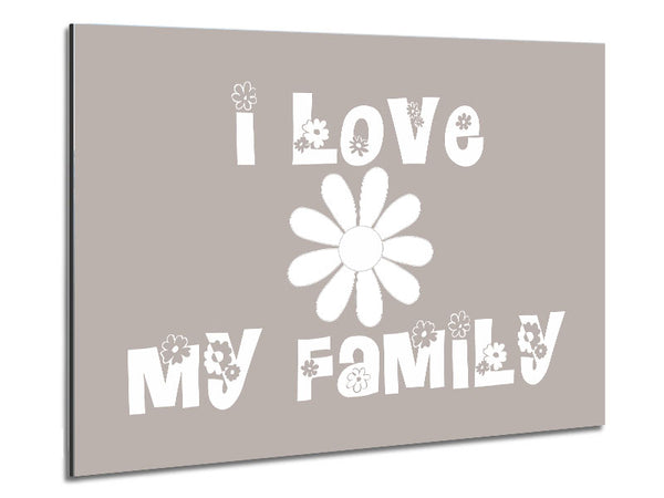 Boys room Quote I Love My Family Beige Metal Print
