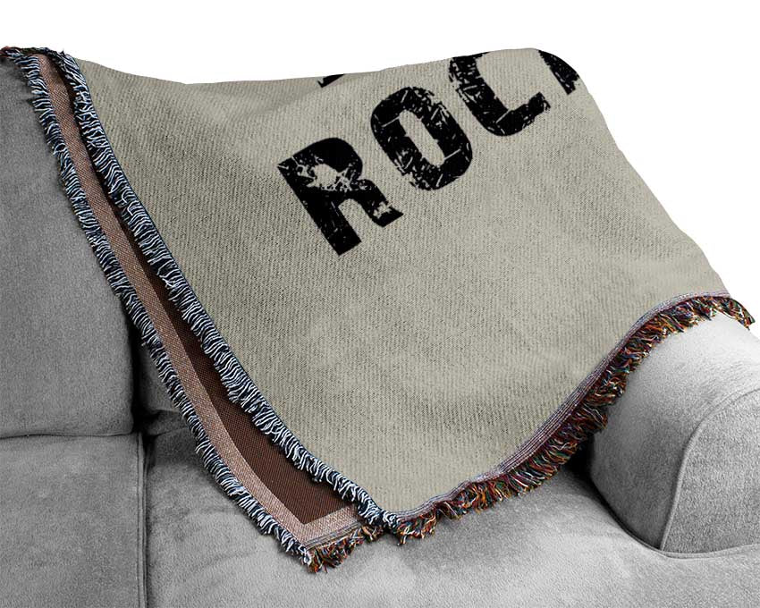 Music Quote I Love Rock N Roll Grey Woven Blanket