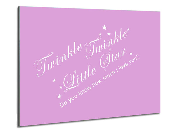 Nursery Quote Twinkle Twinkle Little Star 2 Pink Metal Print
