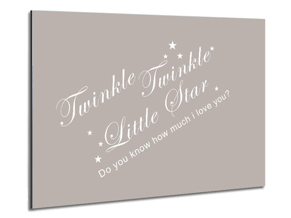Nursery Quote Twinkle Twinkle Little Star 2 Beige Metal Print