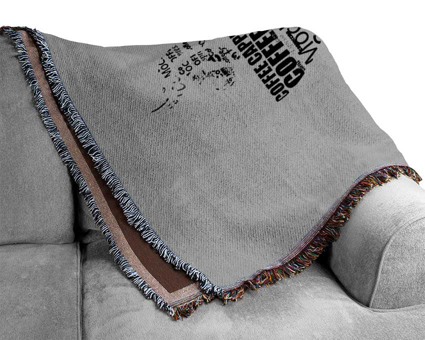 Kitchen Quote Keep Calm And Have A Coffee Grey Woven Blanket