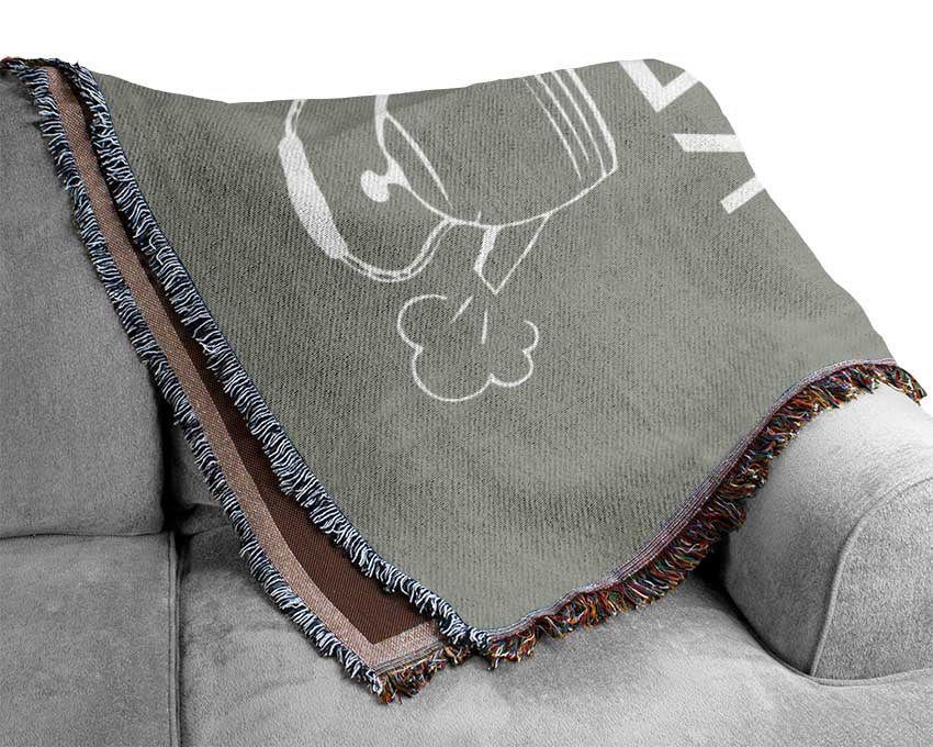 Kitchen Quote Keep Calm And Put The Kettle On Grey White Woven Blanket