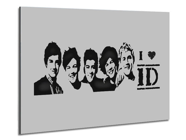 Music Quote I Love 1 Direction Grey Metal Print