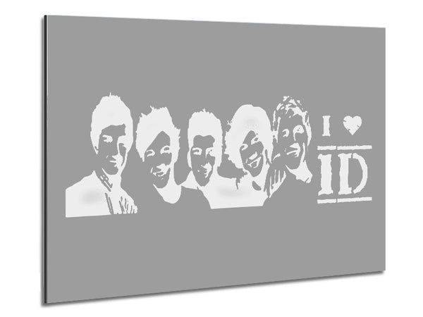 Music Quote I Love 1 Direction Grey White Metal Print