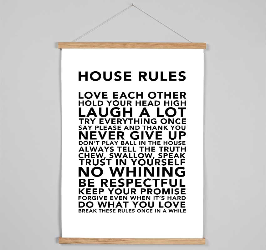 Family Quote House Rules 3 White Hanging Poster - Wallart-Direct UK