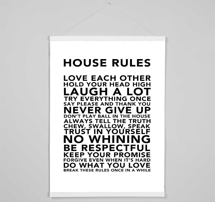 Family Quote House Rules 3 White Hanging Poster - Wallart-Direct UK