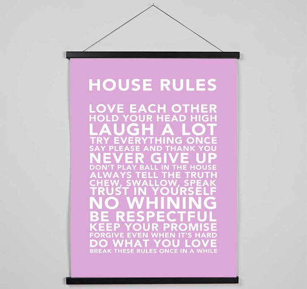 Family Quote House Rules 3 Pink Hanging Poster - Wallart-Direct UK
