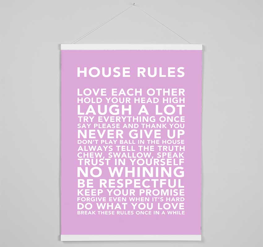 Family Quote House Rules 3 Pink Hanging Poster - Wallart-Direct UK