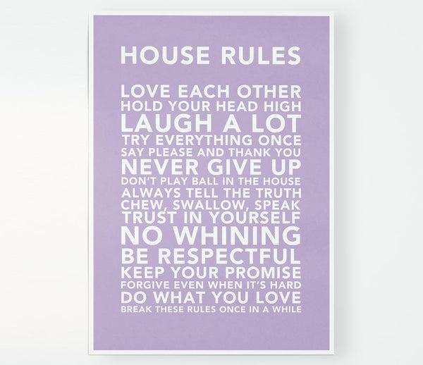 Family Quote House Rules 3 Lilac Print Poster Wall Art