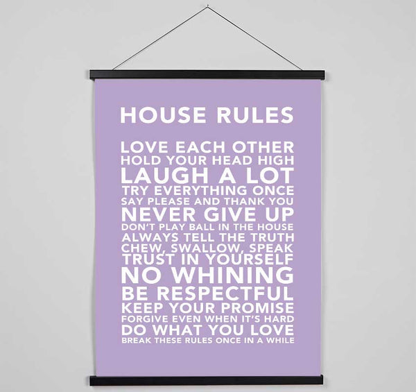 Family Quote House Rules 3 Lilac Hanging Poster - Wallart-Direct UK
