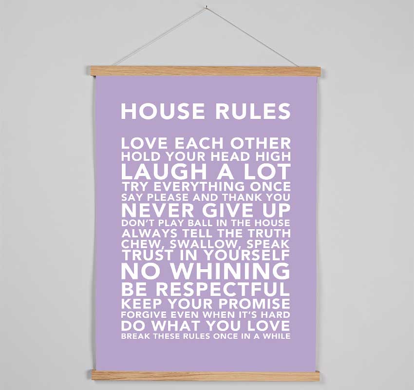 Family Quote House Rules 3 Lilac Hanging Poster - Wallart-Direct UK