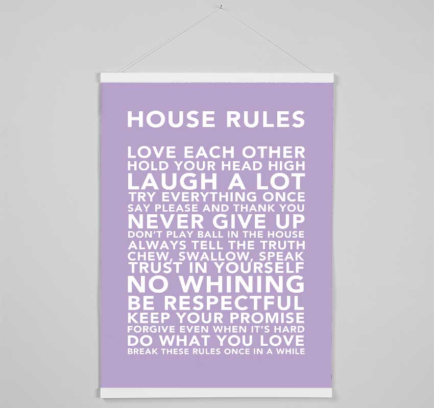 Family Quote House Rules 3 Lilac Hanging Poster - Wallart-Direct UK