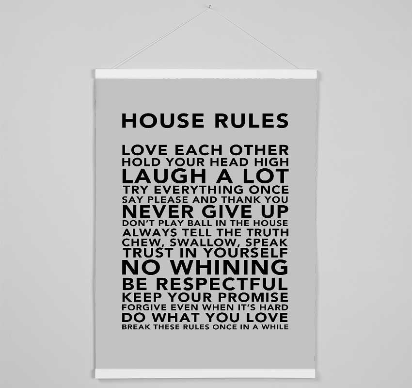 Family Quote House Rules 3 Grey Hanging Poster - Wallart-Direct UK