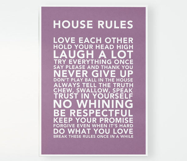 Family Quote House Rules 3 Dusty Pink Print Poster Wall Art