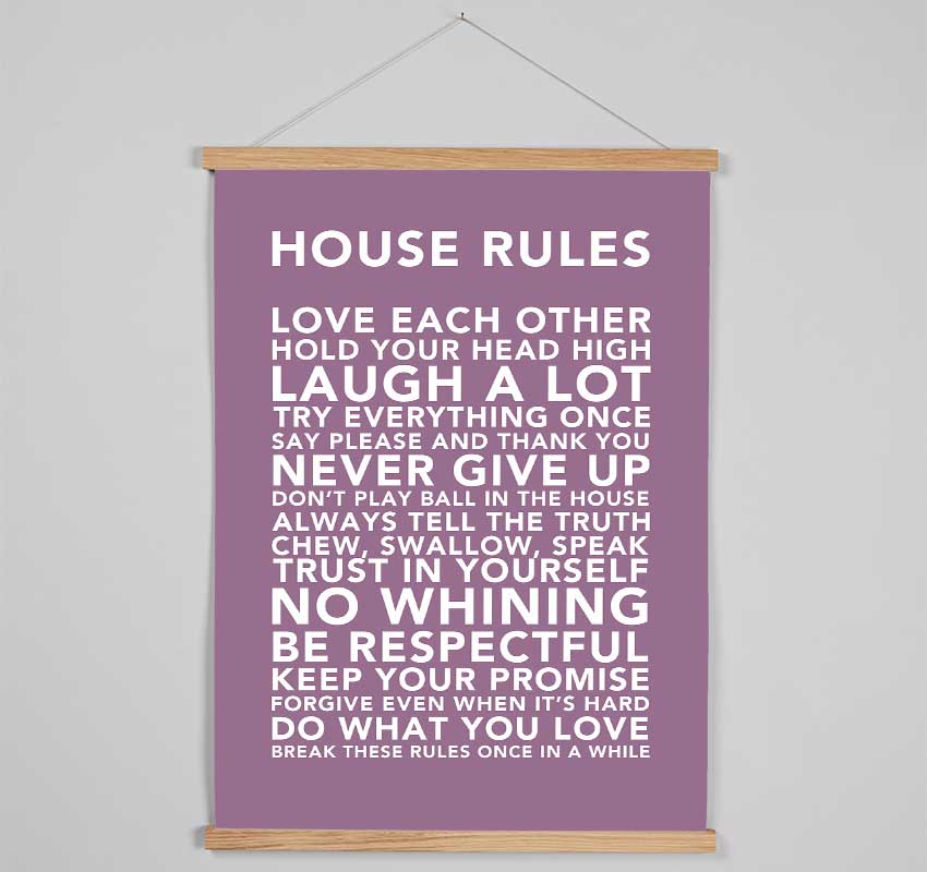 Family Quote House Rules 3 Dusty Pink Hanging Poster - Wallart-Direct UK