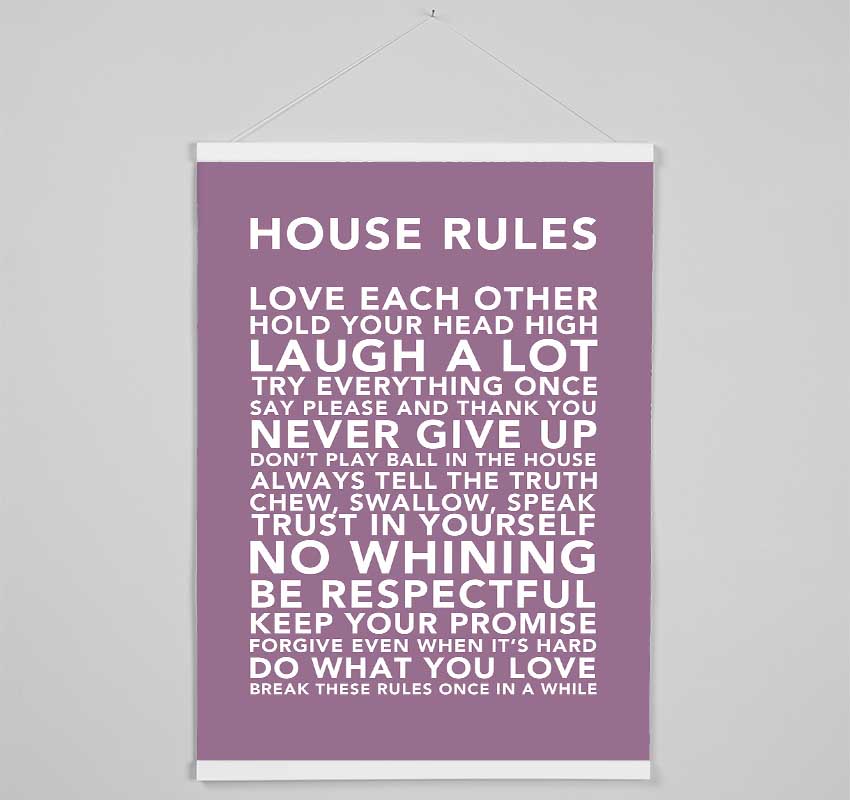 Family Quote House Rules 3 Dusty Pink Hanging Poster - Wallart-Direct UK