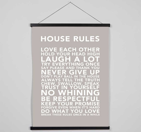 Family Quote House Rules 3 Beige Hanging Poster - Wallart-Direct UK