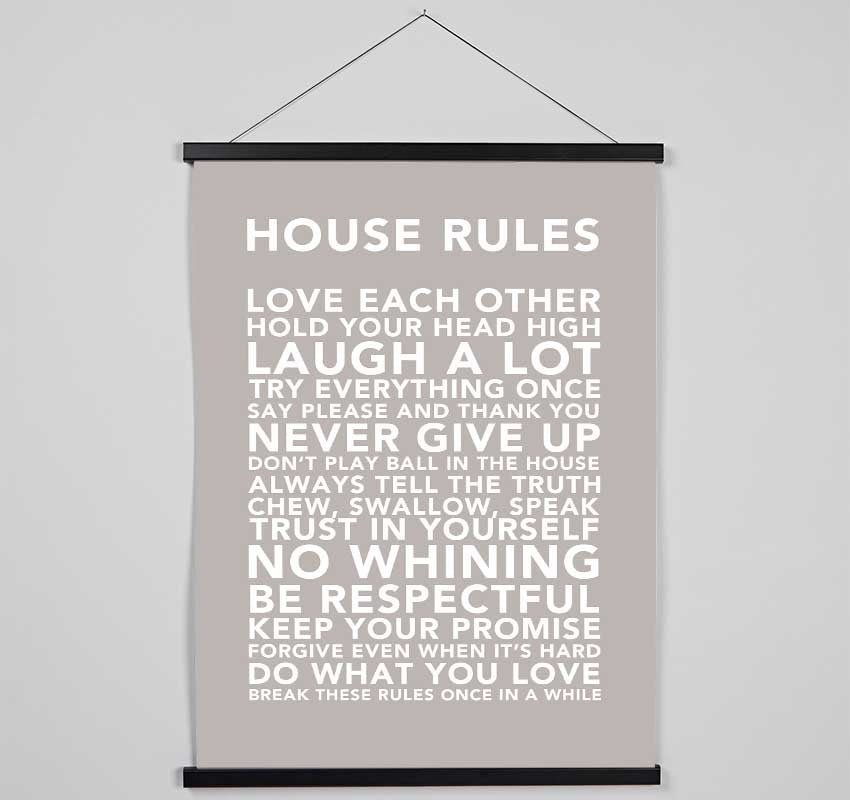Family Quote House Rules 3 Beige Hanging Poster - Wallart-Direct UK