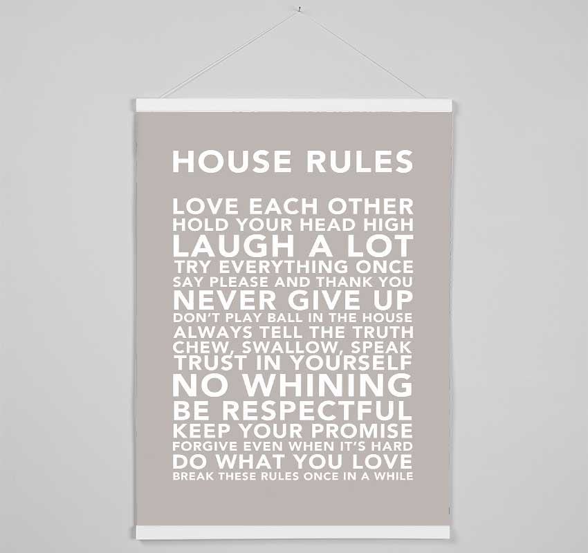 Family Quote House Rules 3 Beige Hanging Poster - Wallart-Direct UK