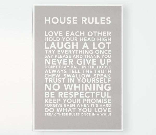 Family Quote House Rules 3 Beige Print Poster Wall Art