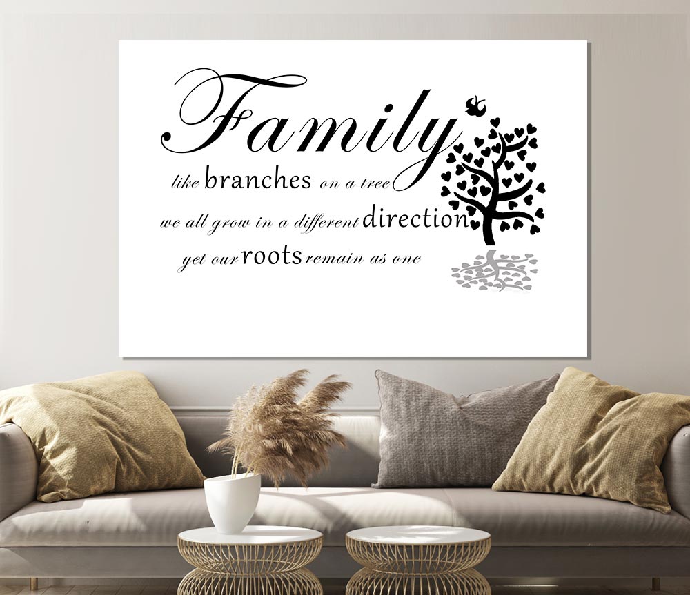 Family Quote Family Like Branches On A Tree White Print Poster Wall Art