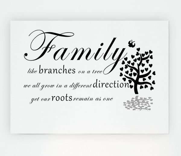 Family Quote Family Like Branches On A Tree White Print Poster Wall Art