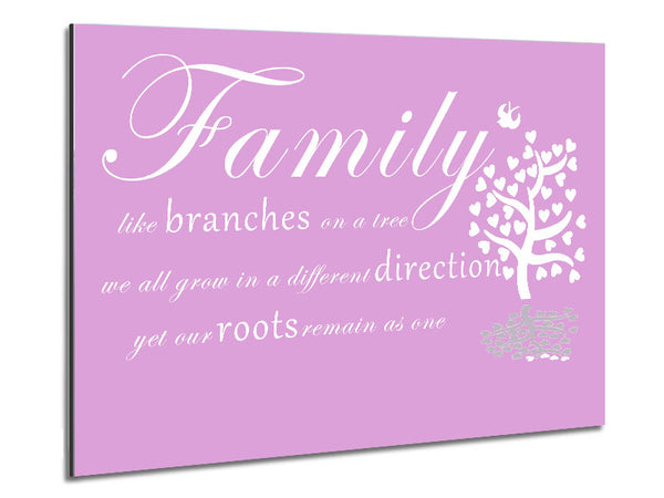 Familienzitat Familie wie Zweige auf einem Baum Pink