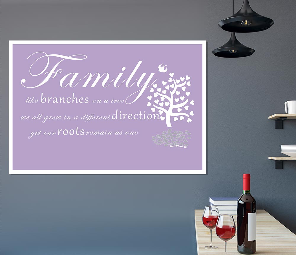 Family Quote Family Like Branches On A Tree Lilac Print Poster Wall Art