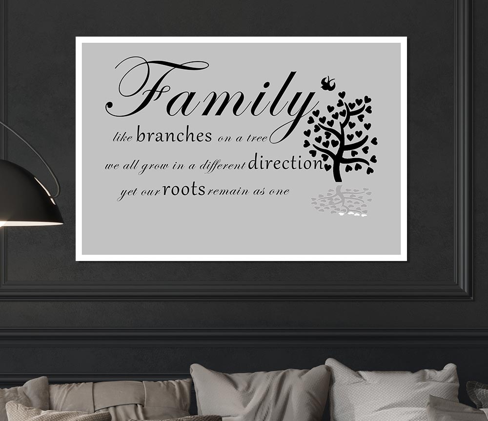 Family Quote Family Like Branches On A Tree Grey Print Poster Wall Art