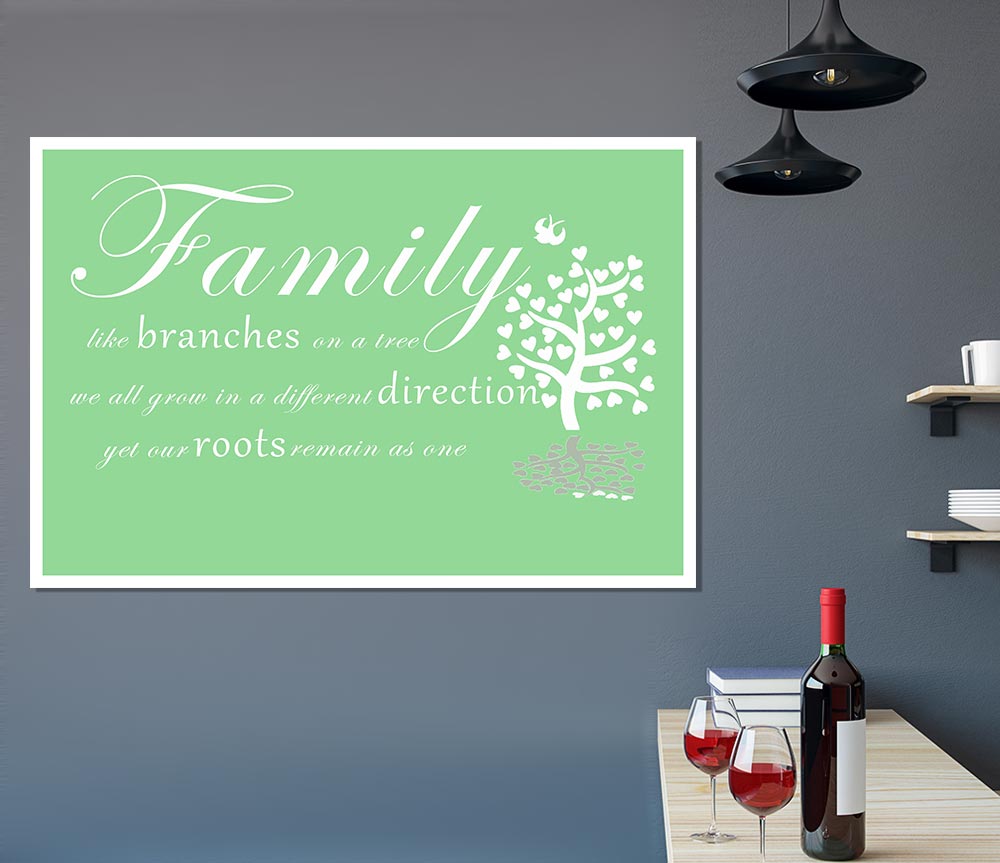 Family Quote Family Like Branches On A Tree Green Print Poster Wall Art
