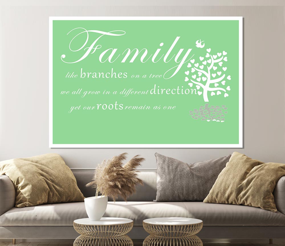 Family Quote Family Like Branches On A Tree Green Print Poster Wall Art