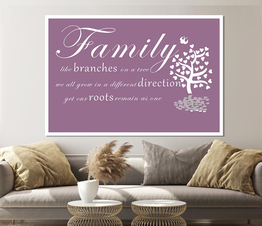 Family Quote Family Like Branches On A Tree Dusty Pink Print Poster Wall Art