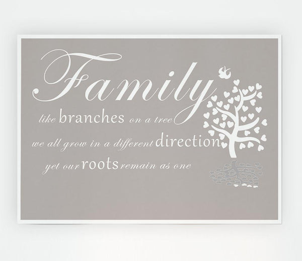 Family Quote Family Like Branches On A Tree Beige Print Poster Wall Art