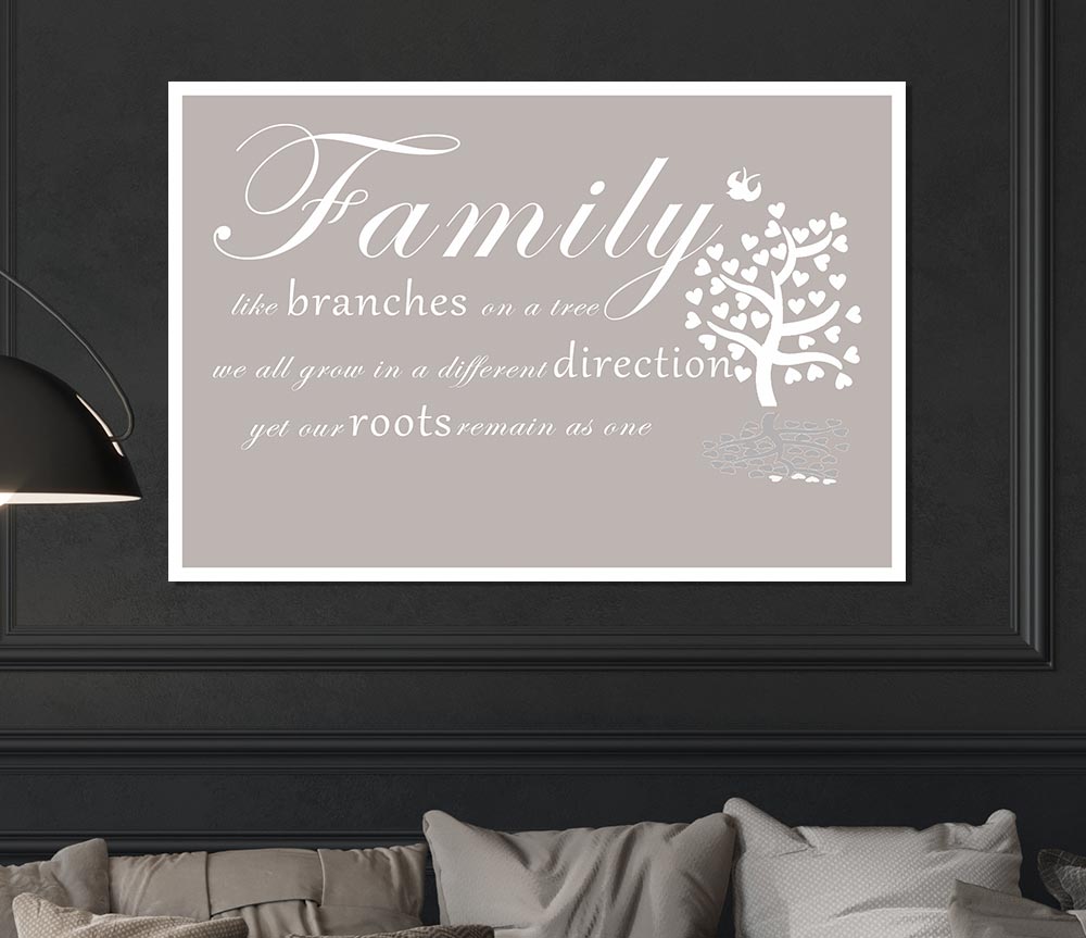 Family Quote Family Like Branches On A Tree Beige Print Poster Wall Art