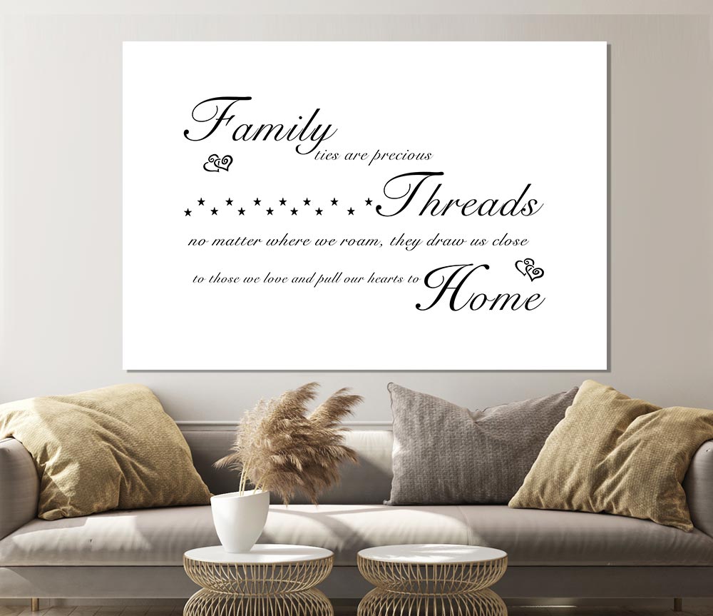 Family Quote Family Ties Are Precious White Print Poster Wall Art