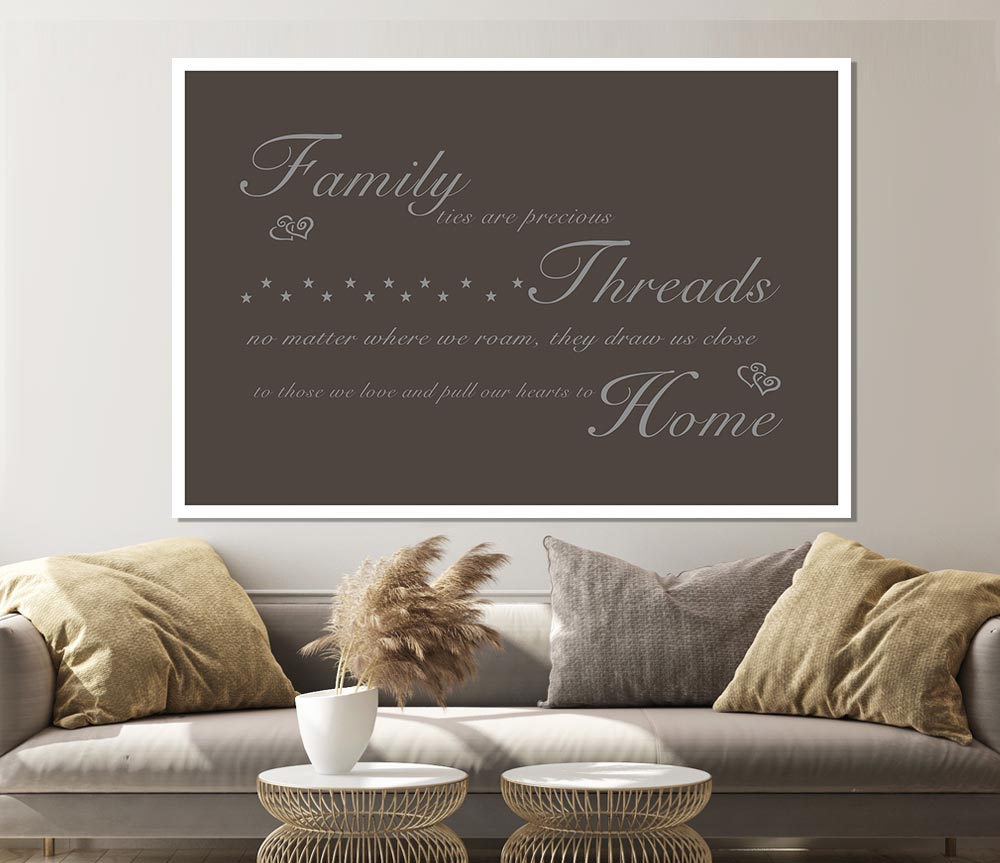 Family Quote Family Ties Are Precious Chocolate Print Poster Wall Art