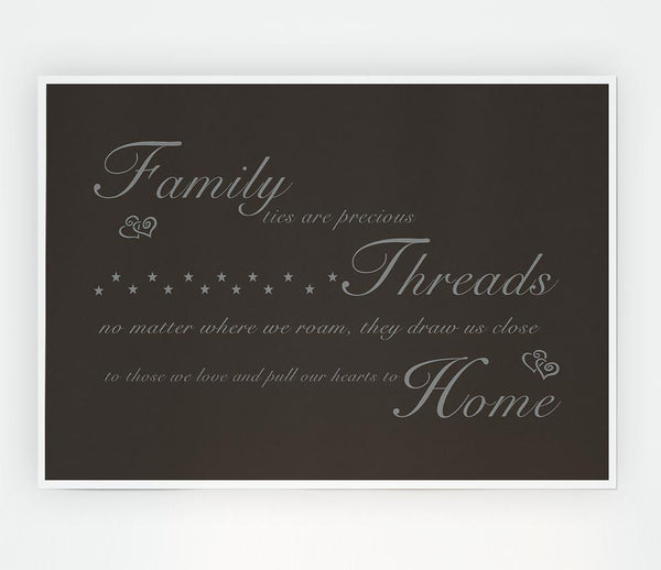 Family Quote Family Ties Are Precious Chocolate Print Poster Wall Art