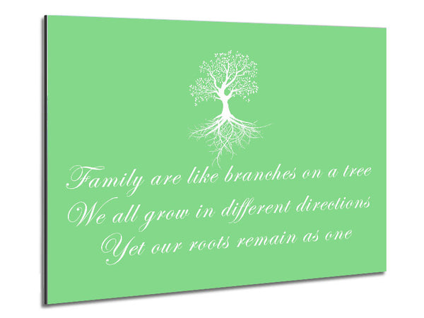 Family Quote Family Are Like Branches Green Metal Print
