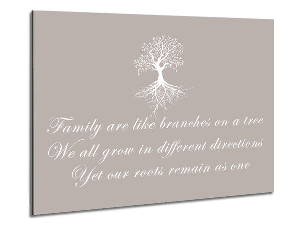 Family Quote Family Are Like Branches Beige Metal Print