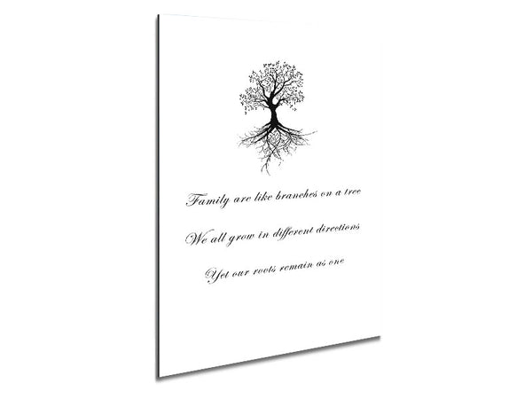 Family Quote Family Are Like Branches 2 White Metal Print