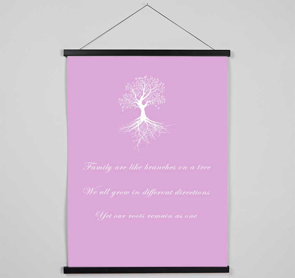 Family Quote Family Are Like Branches 2 Pink Hanging Poster - Wallart-Direct UK