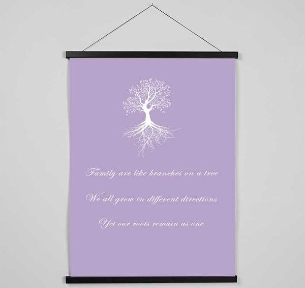 Family Quote Family Are Like Branches 2 Lilac Hanging Poster - Wallart-Direct UK