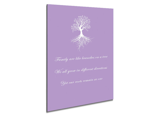 Family Quote Family Are Like Branches 2 Lilac Metal Print